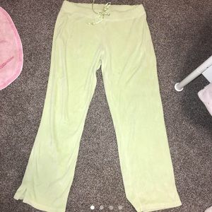 Pastel green low rise velour track pants